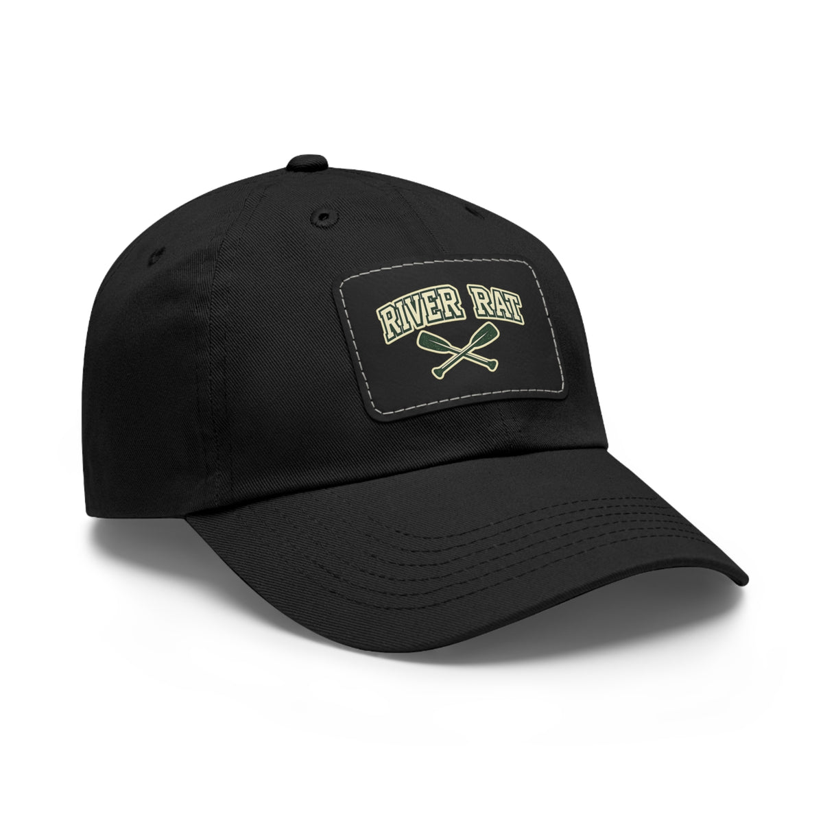 River Rat Leather Patch Dad Hat — Vintage Canoe Oars Cap