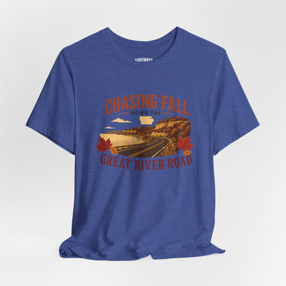 Chasing Fall Great River Road T-Shirt — Autumn Road Trip Tee