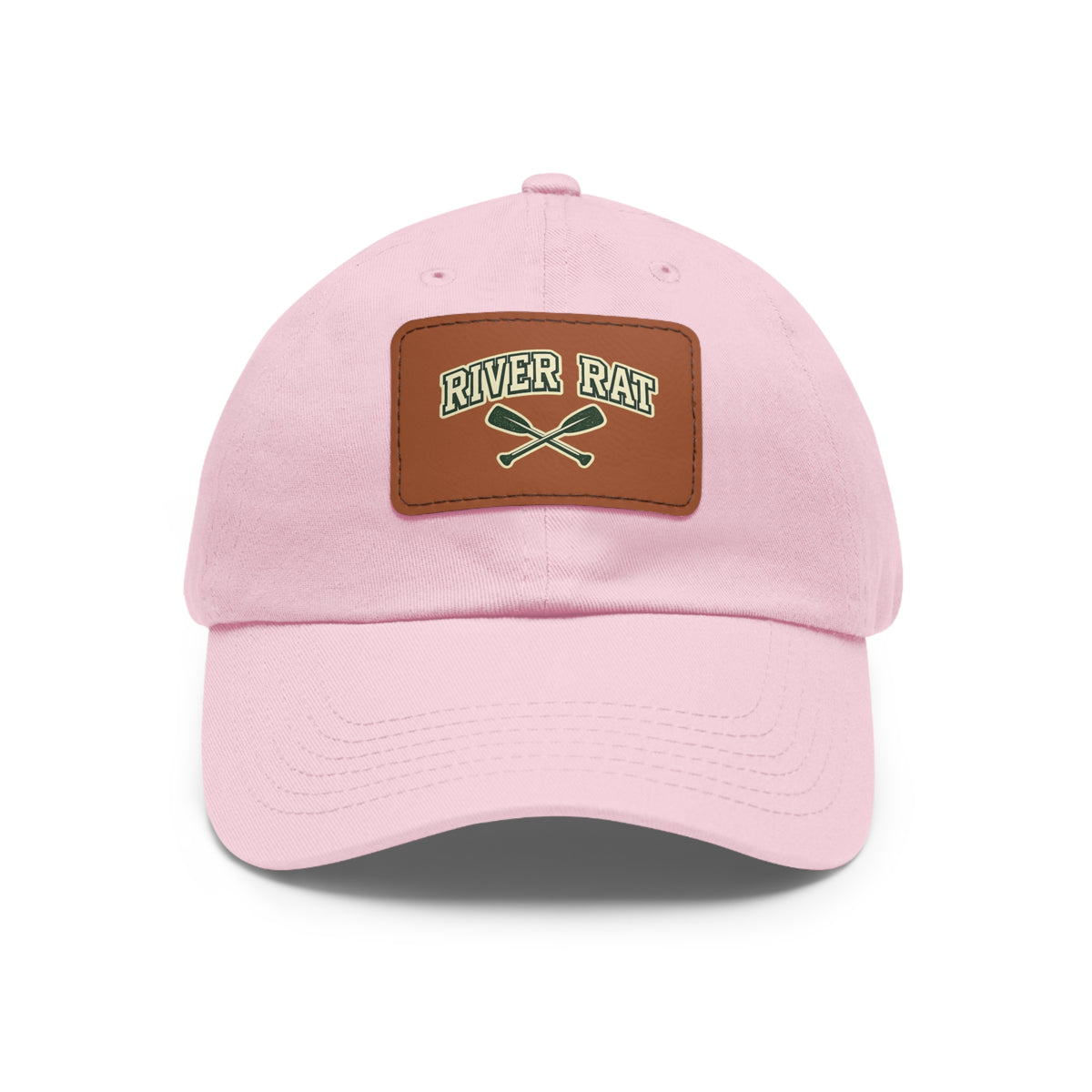 River Rat Leather Patch Dad Hat — Vintage Canoe Oars Cap