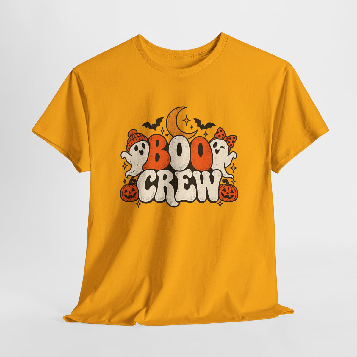 Boo Crew Halloween T-Shirt — Cute Ghosts, Pumpkins & Moon Graphic