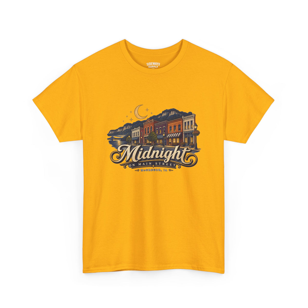 Midnight Main Street Tee – Vintage Nightscape Graphic T-Shirt