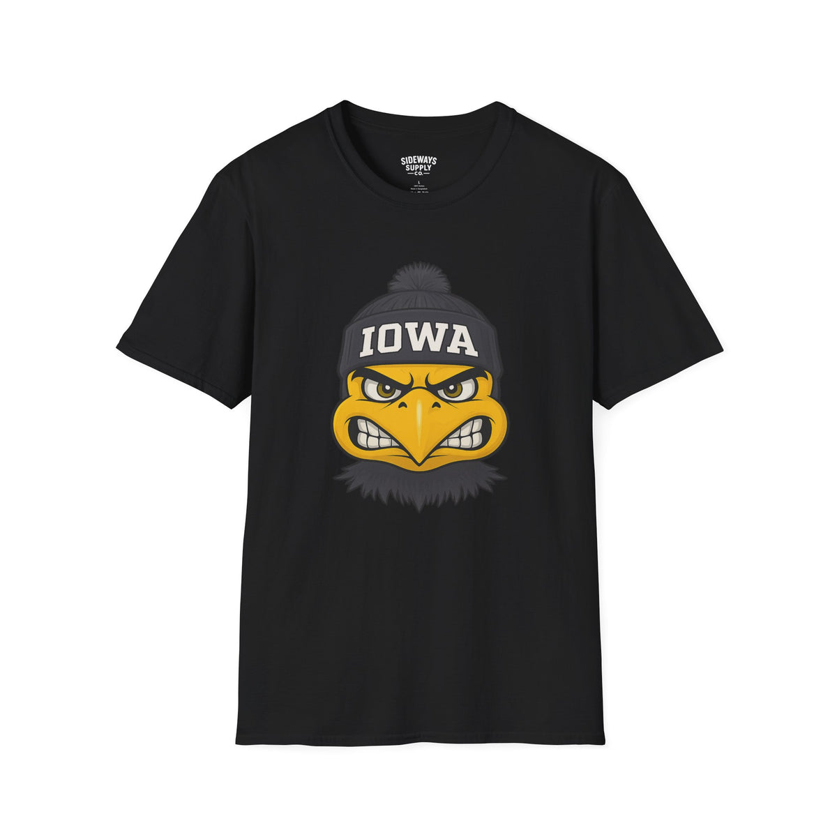 Iowa Hawkeye Beanie Mascot T-Shirt — Angry Bird College Fan Tee