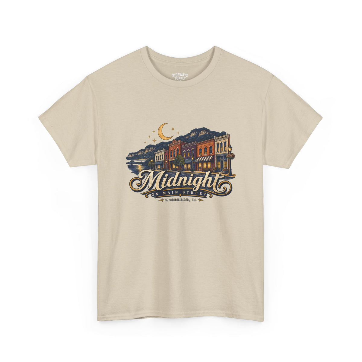 Midnight Main Street Tee – Vintage Nightscape Graphic T-Shirt