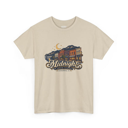 Midnight Main Street Tee – Vintage Nightscape Graphic T-Shirt
