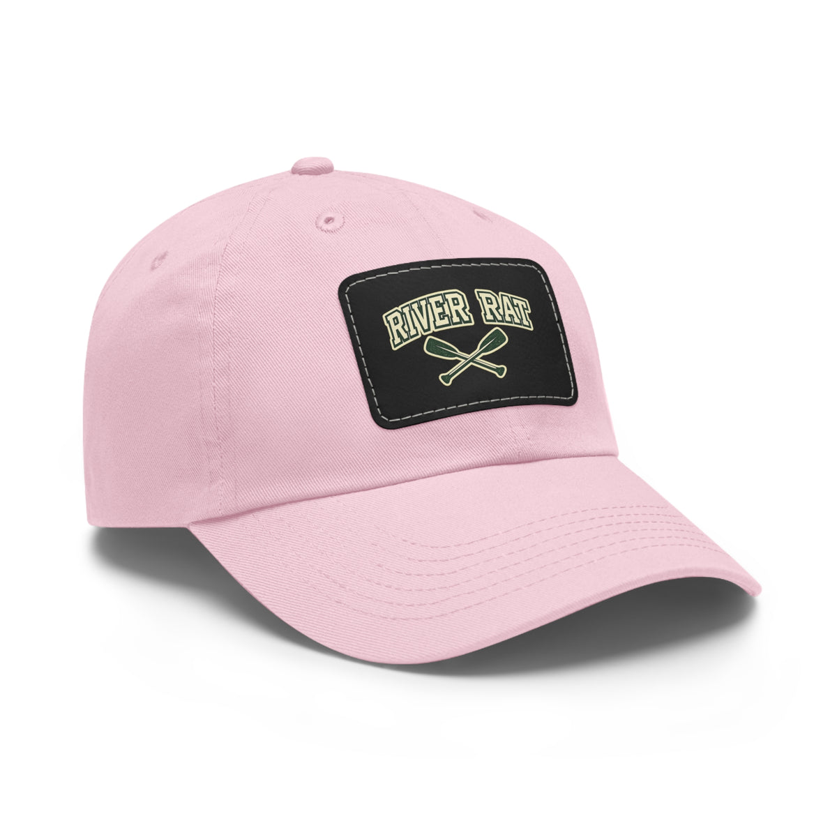 River Rat Leather Patch Dad Hat — Vintage Canoe Oars Cap