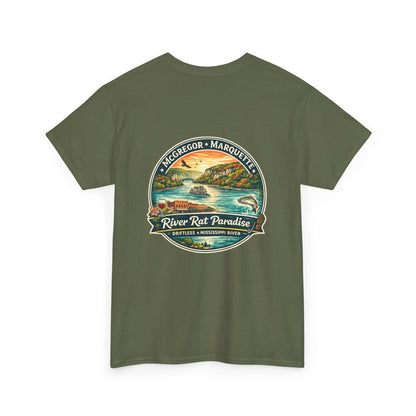 River Rat Paradise T-Shirt — Vintage River Fishing Graphic Tee Design on the back