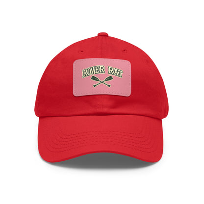 River Rat Leather Patch Dad Hat — Vintage Canoe Oars Cap