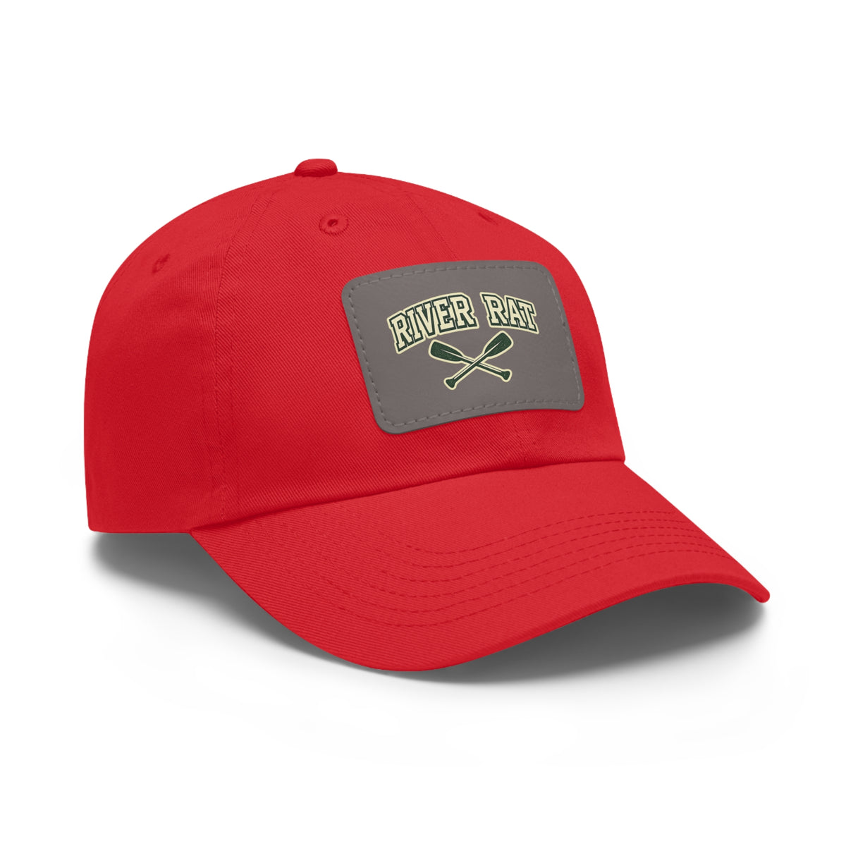 River Rat Leather Patch Dad Hat — Vintage Canoe Oars Cap