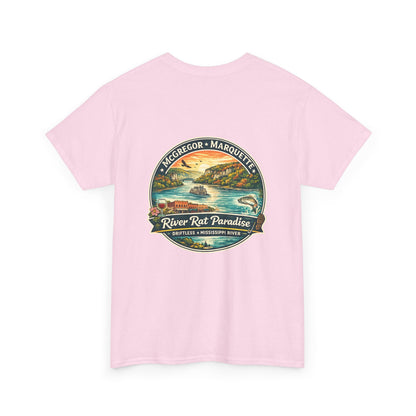 River Rat Paradise T-Shirt — Vintage River Fishing Graphic Tee Design on the back