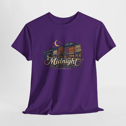 Midnight Main Street Tee – Vintage Nightscape Graphic T-Shirt