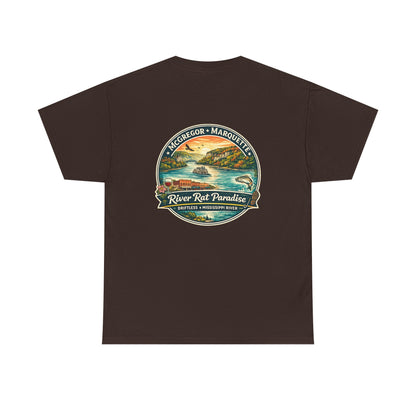 River Rat Paradise T-Shirt — Vintage River Fishing Graphic Tee Design on the back