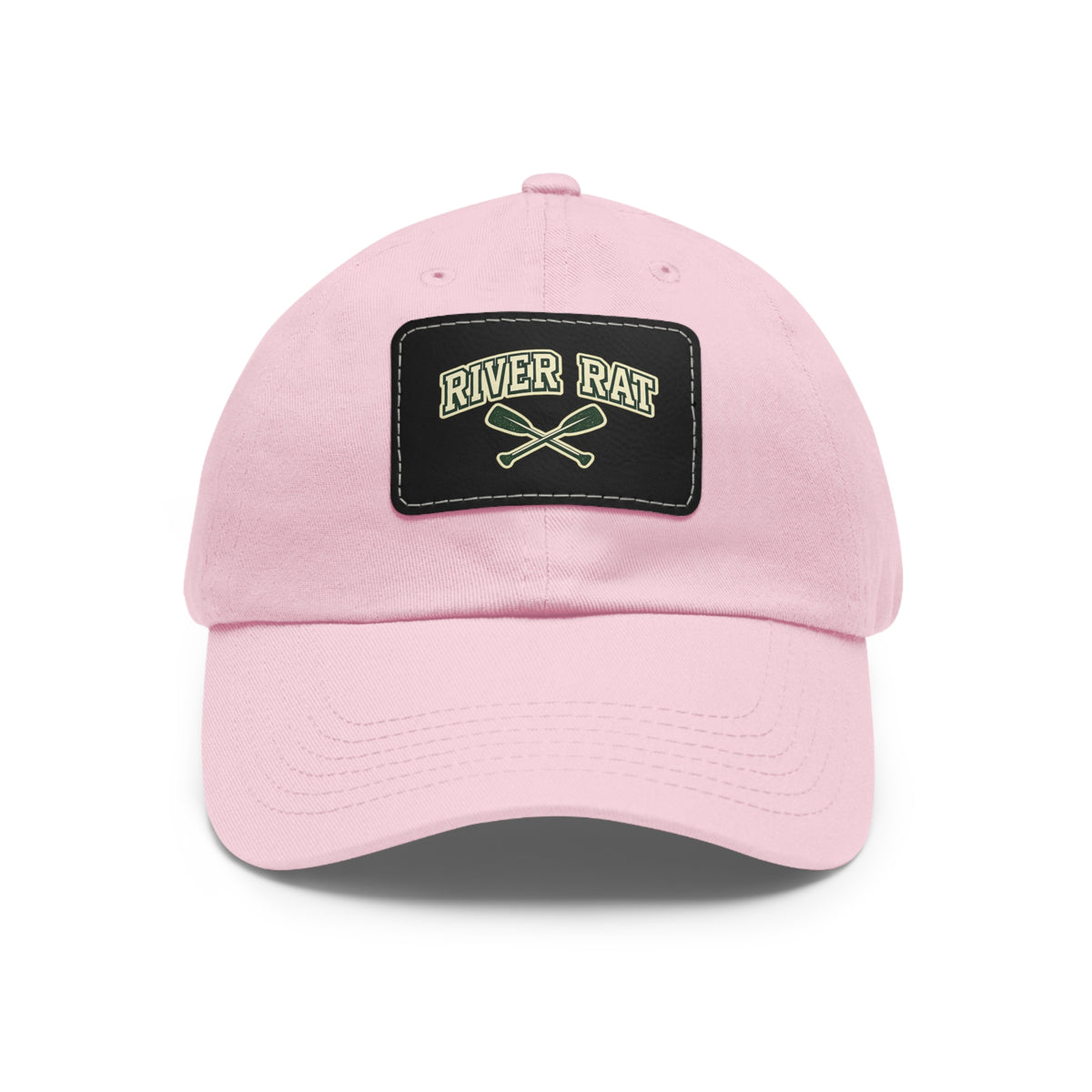River Rat Leather Patch Dad Hat — Vintage Canoe Oars Cap