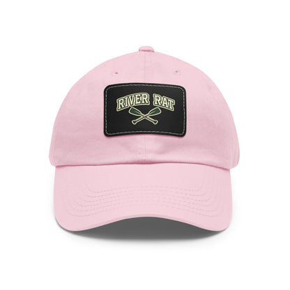 River Rat Leather Patch Dad Hat — Vintage Canoe Oars Cap