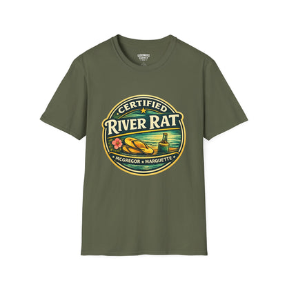 Certified River Rat T-Shirt — Kayak & Fishing Outdoor Tee (McGregor • Marquette)