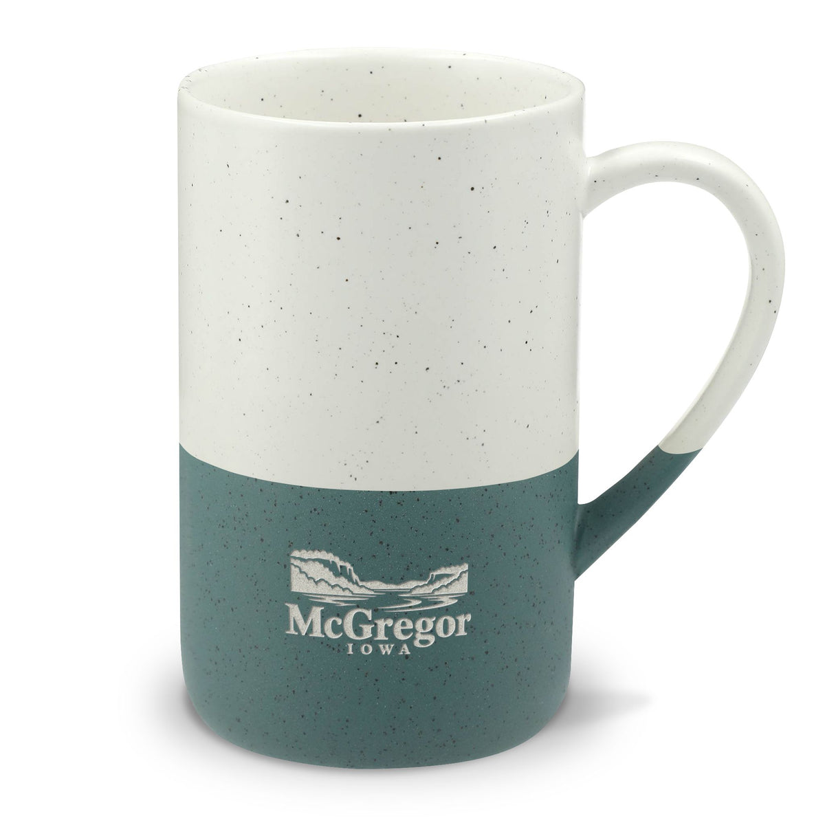 Speckled Two-Tone Ceramic Mug — 13oz Engraved Campfire Design