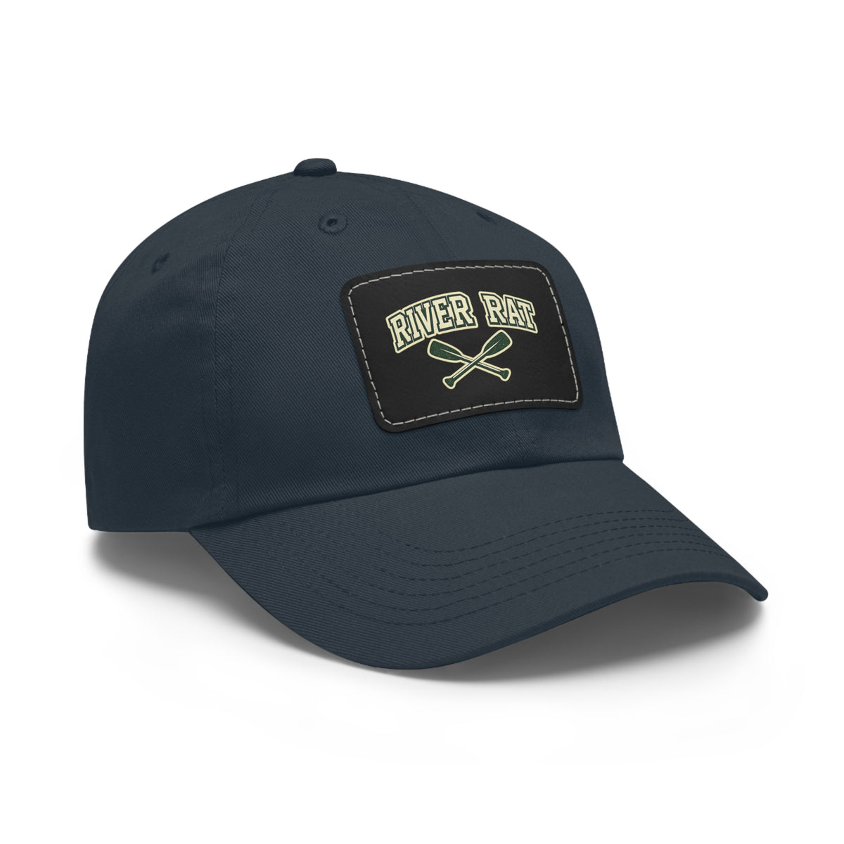 River Rat Leather Patch Dad Hat — Vintage Canoe Oars Cap