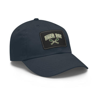 River Rat Leather Patch Dad Hat — Vintage Canoe Oars Cap