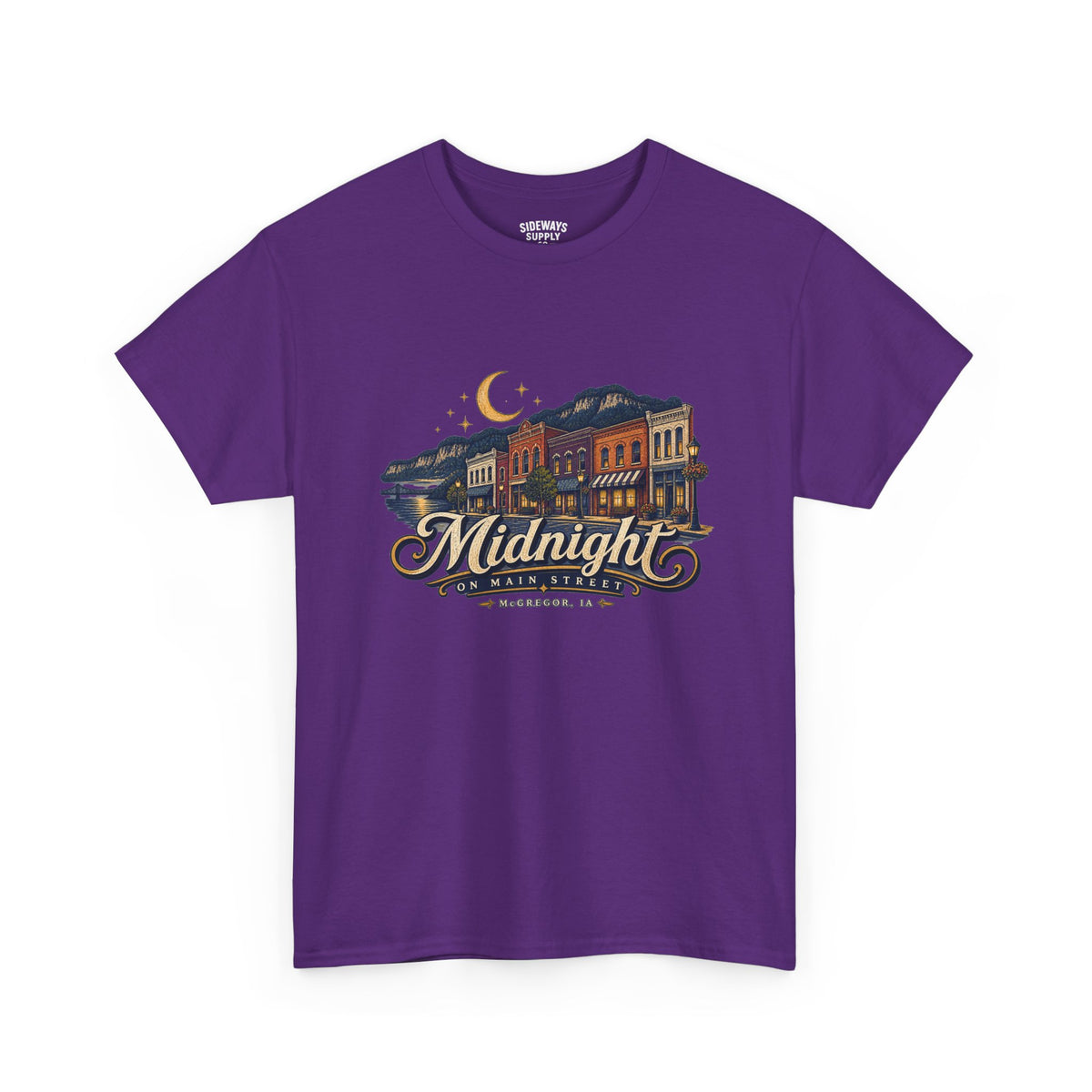 Midnight Main Street Tee – Vintage Nightscape Graphic T-Shirt