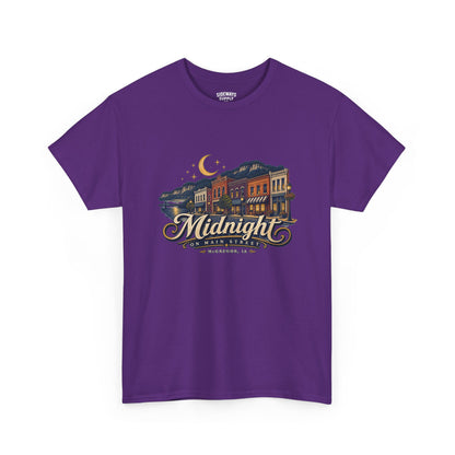 Midnight Main Street Tee – Vintage Nightscape Graphic T-Shirt