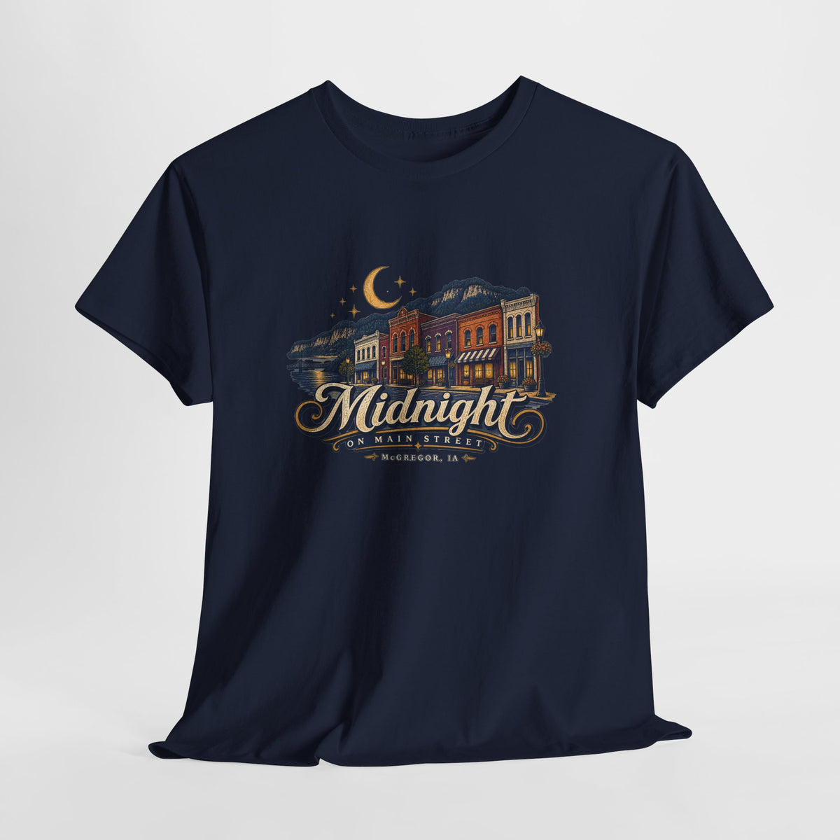 Midnight Main Street Tee – Vintage Nightscape Graphic T-Shirt