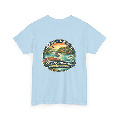 River Rat Paradise T-Shirt — Vintage River Fishing Graphic Tee Design on the back