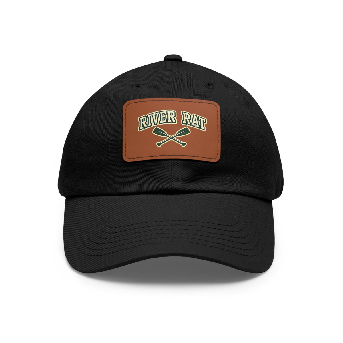 River Rat Leather Patch Dad Hat — Vintage Canoe Oars Cap