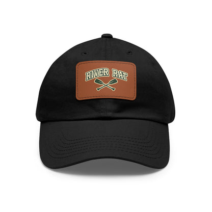 River Rat Leather Patch Dad Hat — Vintage Canoe Oars Cap
