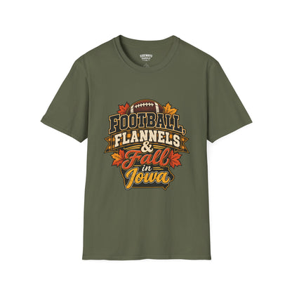 T-Shirt — Football, Flannels & Fall in Iowa Graphic Tee