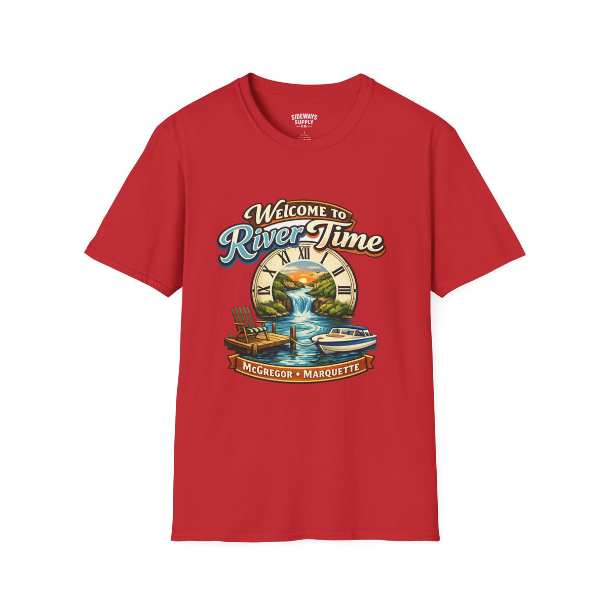 River Time T-Shirt — "Welcome to River Time" Scenic Fishing & Boating Tee
