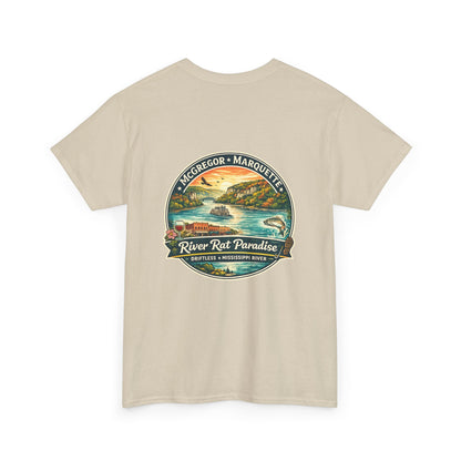 River Rat Paradise T-Shirt — Vintage River Fishing Graphic Tee Design on the back