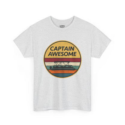 Captain Awesome Boat T-Shirt — Retro Nautical Tee for Boaters & Captain Gifts