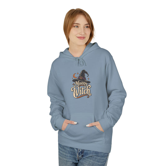 Moody Witch Hoodie — Retro Script Halloween Witch Graphic