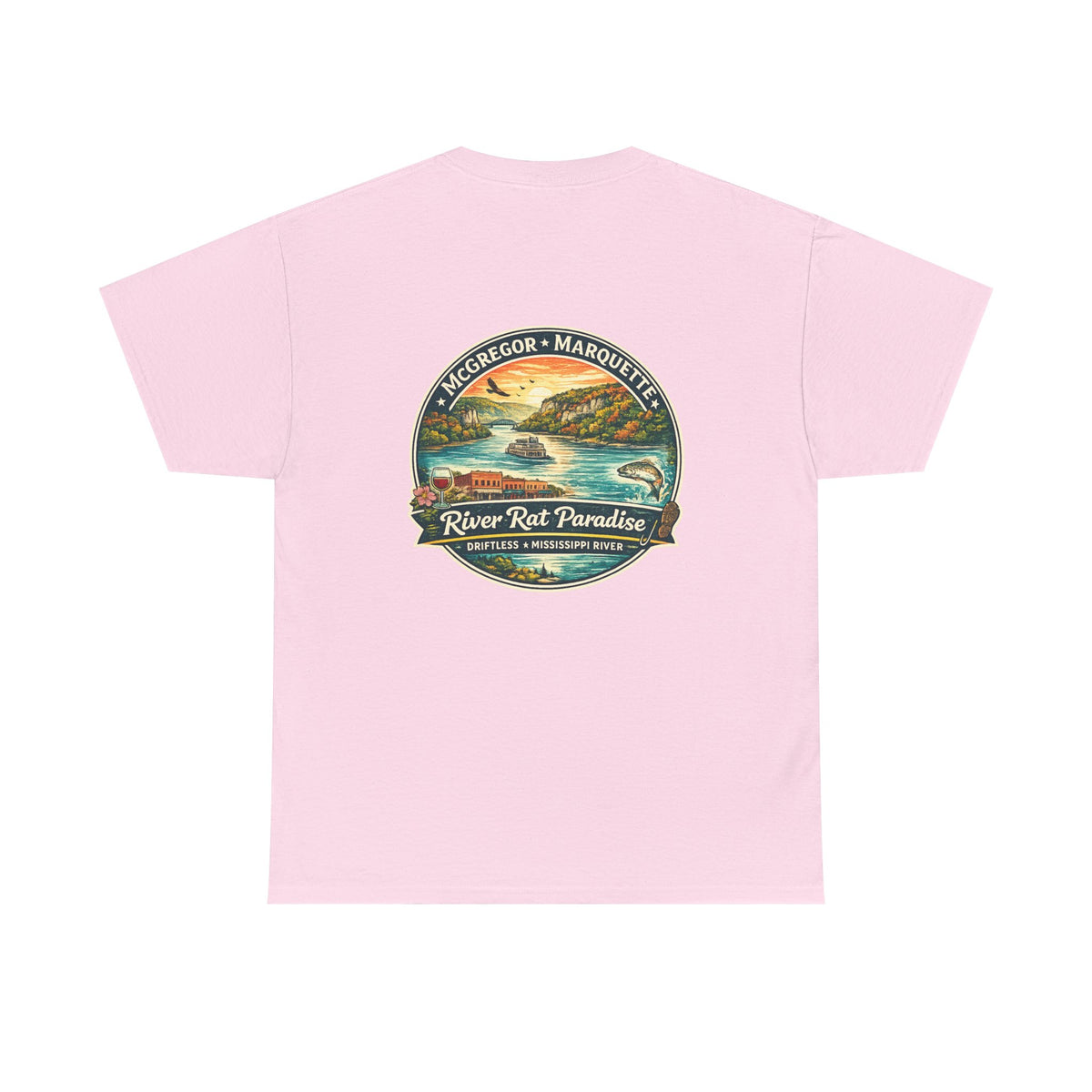 River Rat Paradise T-Shirt — Vintage River Fishing Graphic Tee Design on the back