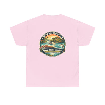 River Rat Paradise T-Shirt — Vintage River Fishing Graphic Tee Design on the back