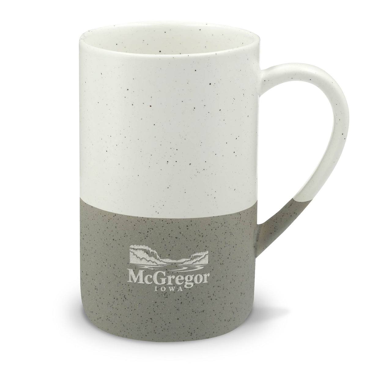 Speckled Two-Tone Ceramic Mug — 13oz Engraved Campfire Design