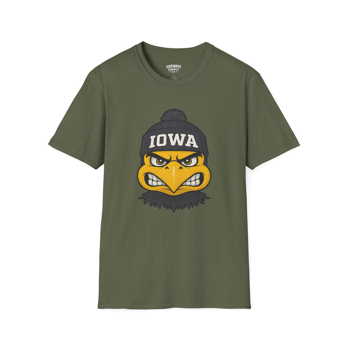 Iowa Hawkeye Beanie Mascot T-Shirt — Angry Bird College Fan Tee