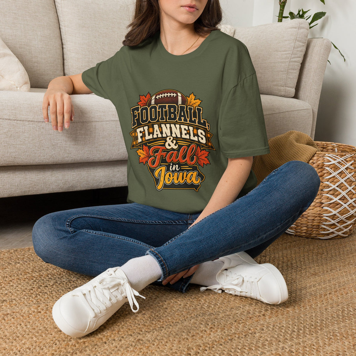 T-Shirt — Football, Flannels & Fall in Iowa Graphic Tee