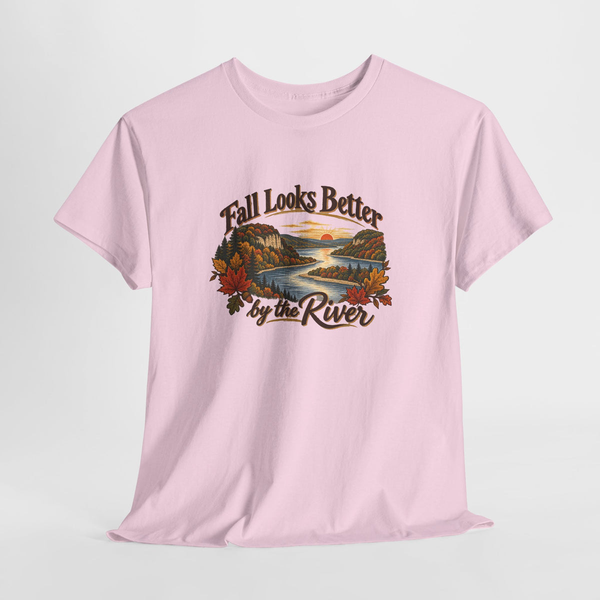 Fall Looks Better by the River T-Shirt — Vintage Autumn River Scenic Tee
