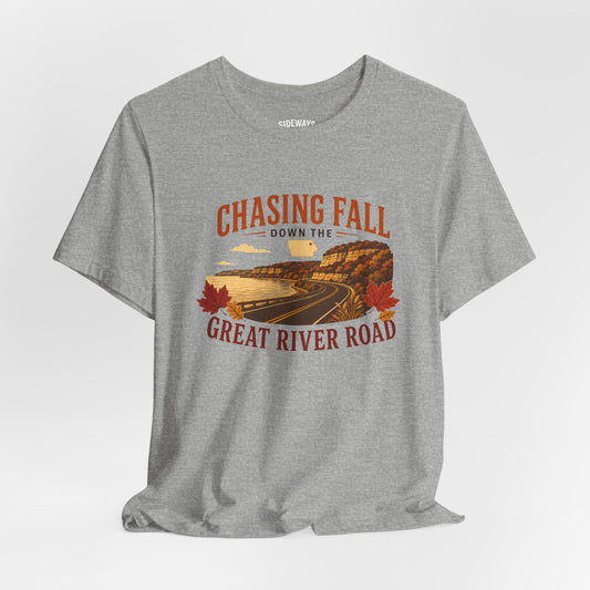 Chasing Fall Great River Road T-Shirt — Autumn Road Trip Tee