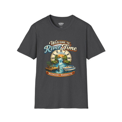 River Time T-Shirt — "Welcome to River Time" Scenic Fishing & Boating Tee