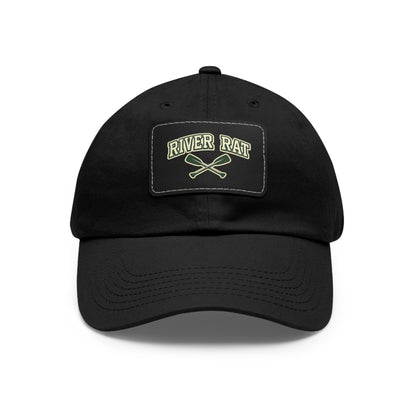 River Rat Leather Patch Dad Hat — Vintage Canoe Oars Cap