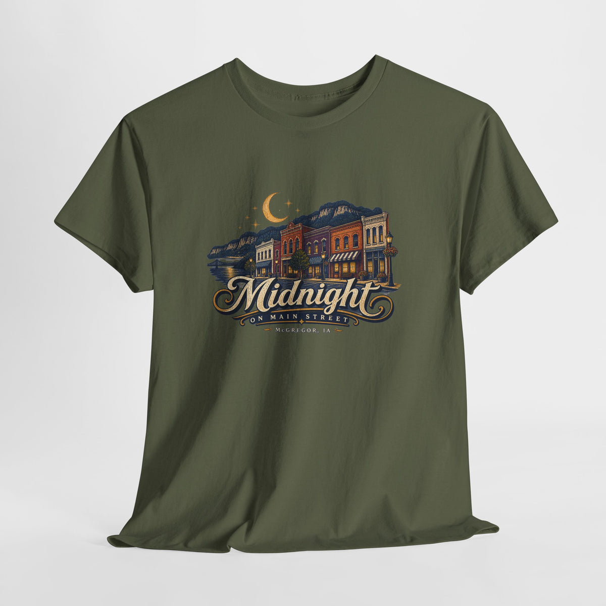 Midnight Main Street Tee – Vintage Nightscape Graphic T-Shirt