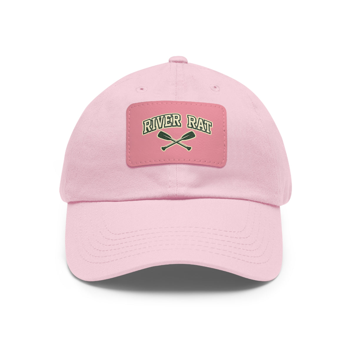 River Rat Leather Patch Dad Hat — Vintage Canoe Oars Cap