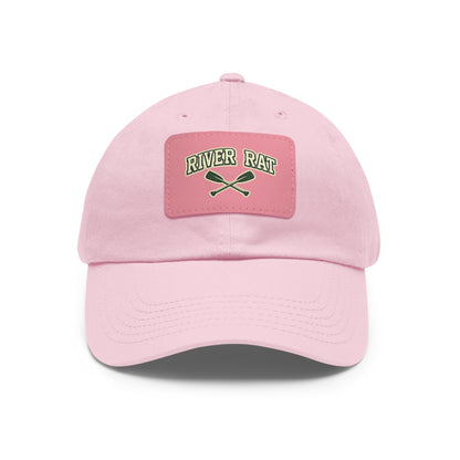 River Rat Leather Patch Dad Hat — Vintage Canoe Oars Cap