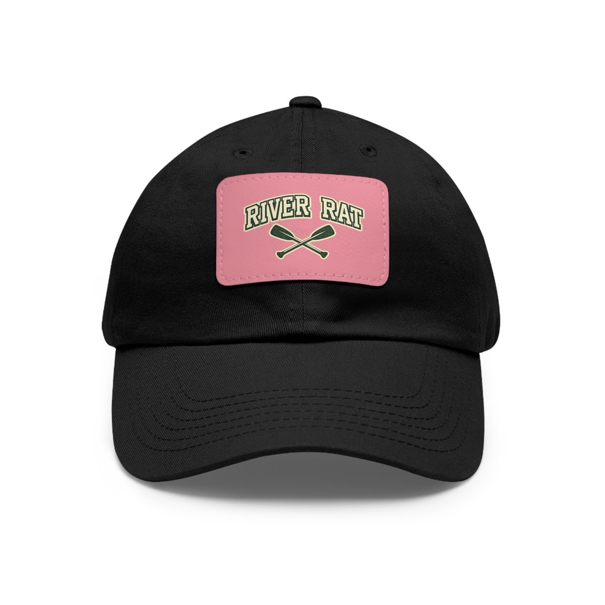 River Rat Leather Patch Dad Hat — Vintage Canoe Oars Cap