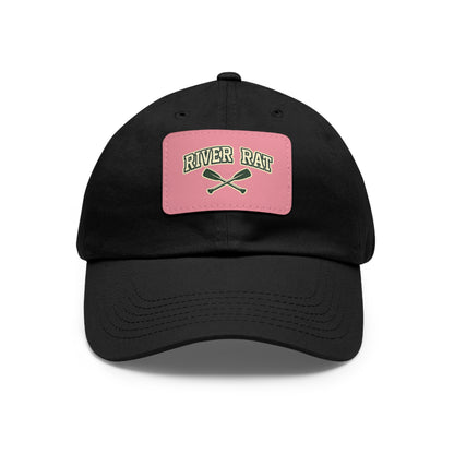 River Rat Leather Patch Dad Hat — Vintage Canoe Oars Cap