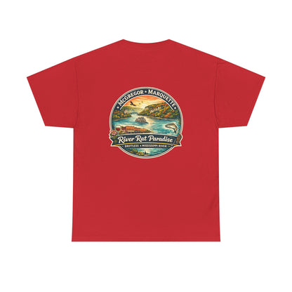 River Rat Paradise T-Shirt — Vintage River Fishing Graphic Tee Design on the back
