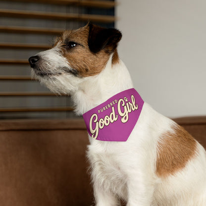 Dog Bandana Collar — "Purebred Good Girl" Pink Pet Scarf