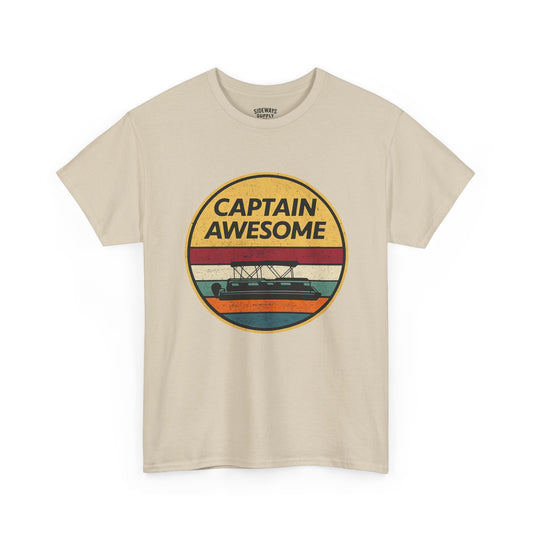 Captain Awesome Boat T-Shirt — Retro Nautical Tee for Boaters & Captain Gifts