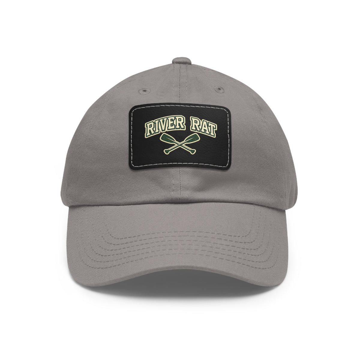 River Rat Leather Patch Dad Hat — Vintage Canoe Oars Cap